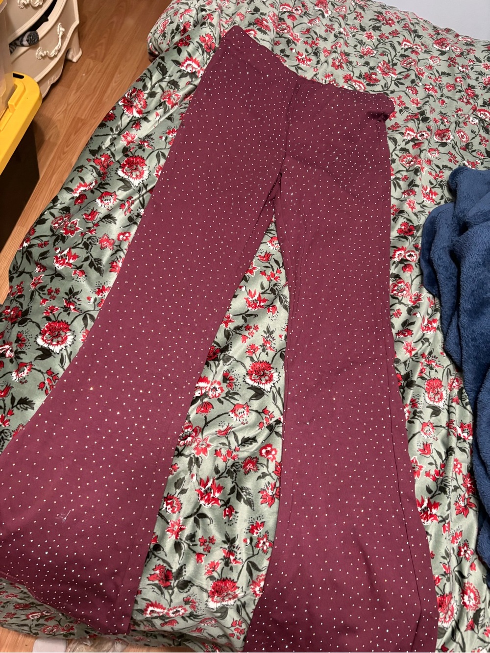 Burgundy beaded Flare Pants